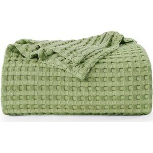 Bedding Cotton Waffle Blanket 300 GSM (Sage Green - 90x108 Inches) Lightweight
